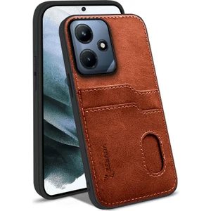 Infinix Hot 30I Uyumlu Kılıf Zebana Kartlıklı Lüx Deri Kılıf Kahverengi