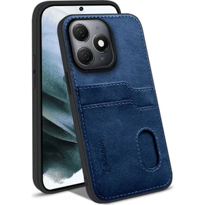 Tecno Spark 20 Uyumlu Kılıf Zebana Kartlıklı Lüx Deri Kılıf Lacivert