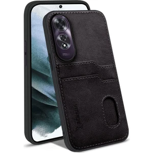 Oppo A60 Uyumlu Kılıf Zebana Kartlıklı Lüx Deri Kılıf Siyah