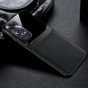 Oppo A60 Uyumlu Kılıf Zebana Lens Deri Kılıf Siyah
