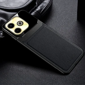 Infinix Hot 40I Uyumlu Kılıf Zebana Lens Deri Kılıf Siyah