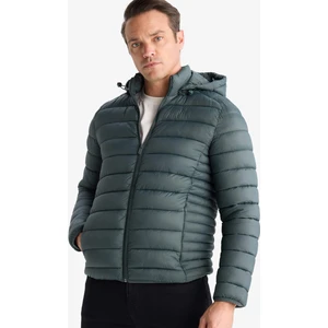 Su İtici Slim Fit Dar Kesim İç Cep Detaylı Kapüşonlu Fermuarlı Cepli Şişme Mont N4661AZ25AU