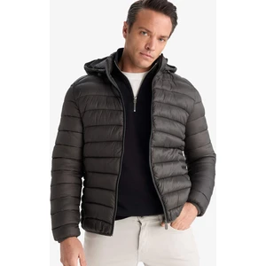 Su İtici Slim Fit Dar Kesim İç Cep Detaylı Kapüşonlu Fermuarlı Cepli Şişme Mont N4661AZ25AU