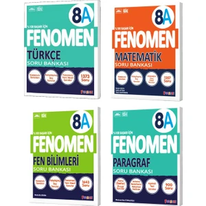 Fenomen Yayınları Fenomen Okul 2024 8. Sınıf LGS Türkçe + Matematik + Fen + Paragraf A Soru Bankası Seti 4 Kitap