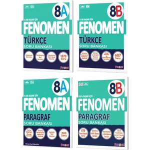 Fenomen Okul 2025 8. Sınıf Türkçe + Paragraf A + B Serisi Soru Bankası Seti 4 Kitap