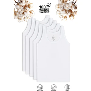 Özkan Underwear Özkan 0702 5'li Paket Erkek Çocuk %100 Pamuklu Süprem Esnek Rahat Kalın Askılı Atlet
