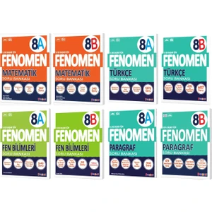 Fenomen Yayınları 2025 8. Sınıf A-B Serisi Matematik Soru Bankası - Türkçe Soru Bankası - Fen Bilimleri Soru Bankası - Paragraf Soru Bankası 8'li Set