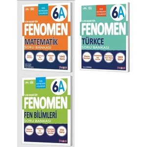 Fenomen Yayınları Okul 2025 6. Sınıf Matematik + Türkçe + Fen A Serisi Soru Seti 3 Kitap
