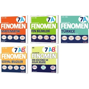 Fenomen Okul 2026 7. Sınıf Matematik + Türkçe + Fen + Sosyal + Din A Soru Seti 5 Kitap