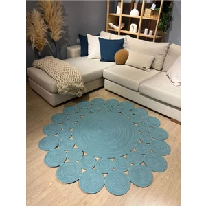 Papatya Hasır Jüt Çiçek Desenli Kilim Halı