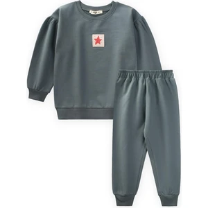 Etiket Detaylı Sweatshirt Takım 1-7 Yaş Çağla Yeşili