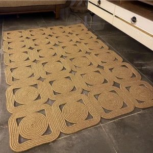 Solena Jüt Hasır Dikdörtgen Şık Kilim Halı Paspas Yolluk Evinizi Şımartın Tarzınızı Yansıtın