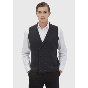 Antrasit Regular Fit Kelebek Yaka Casual Örme Triko Yelek