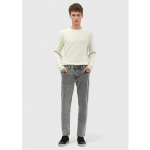 Gri Düz Regular Fit Denim %100 Pamuk Pantolon