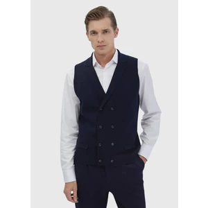 Lacivert Regular Fit Kelebek Yaka Casual Örme Triko Yelek