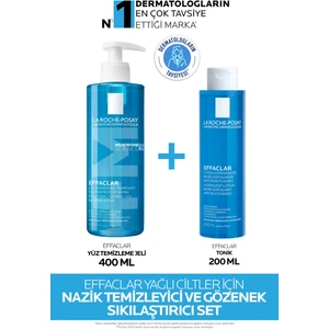 La Roche-Posay Effaclar Yağlı Ciltler İçin Set: Nazik Temizleyici Jel ve Mikro Soyucu Tonik (400 ml + 200 ml)