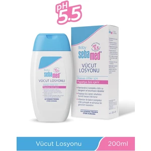 Bebek Vücut Losyonu - Yoğun Nemlendirici ve Rahatlatıcı, Hassas Ciltler için Uygun, 200 ml, Dermatolojik Olarak Test Edilmiştir.