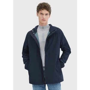 Lacivert Regular Fit Kapüşonlu Denim Dokuma Mont