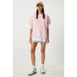 Fermuar Detaylı Şardonlu Sweatshirt LUB0003 Pembe