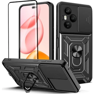 Honor 400 Pro Kılıf Kamera Korumalı Sürgülü Pars Tank Kapak + Tam Kapatan Ekran Koruyucu