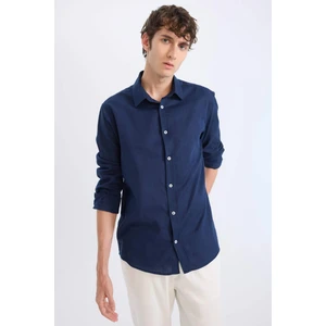 %100 Pamuk Regular Fit İnce Kumaş Polo Yaka Uzun Kollu Gömlek D7394AX25SP