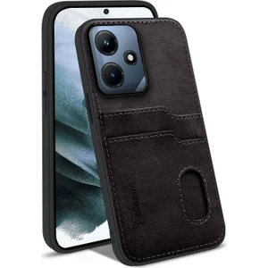 Infinix Hot 30I Uyumlu Kılıf Zebana Kartlıklı Lüx Deri Kılıf Siyah