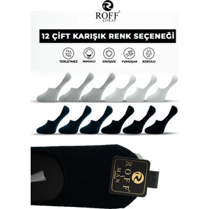 Pamuklu Erkek Babet Çorap Dikişsiz Görünmez Kaydırmaz Silikonlu 12’li Paket