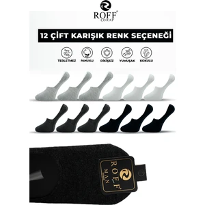 Pamuklu Erkek Babet Çorap Dikişsiz Görünmez Kaydırmaz Silikonlu 12’li Paket