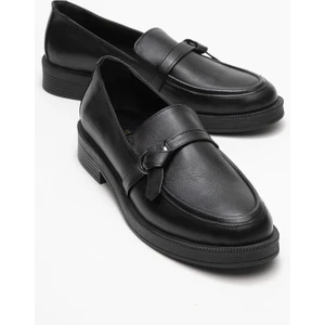 Galea Siyah Cilt Tokalı Hakiki Deri Kadın Loafer Ayakkabı