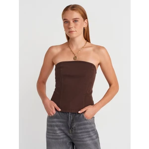 50880 Straplez Peplum Top-Kahve
