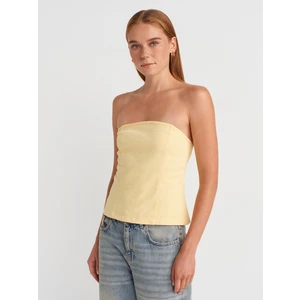 50880 Straplez Peplum Top-Açık Sarı