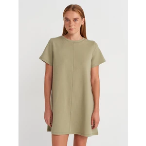 91523 Kısa Kollu Mini Elbise-Çağla