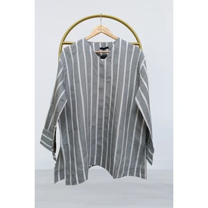 V Yaka Çizgili Gömlek Tunik