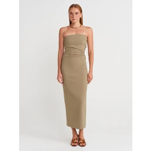 91368 Straplez Midi Elbise-Çağla