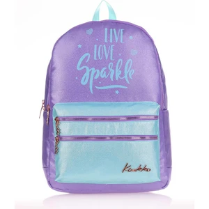 Sparkle Koyu Lila Okul Sırt Çantası - Simli Kumaş - Ortaokul Lise Günlük