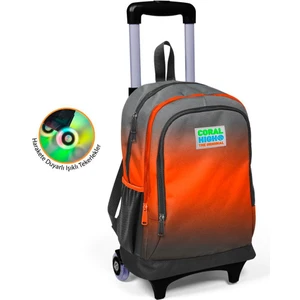 Coral High Işıklı Tekerlekli Gradyan Çekçek Okul ve Seyahat Çantası Kız ve Erkek Çocuk Siyah Turuncu