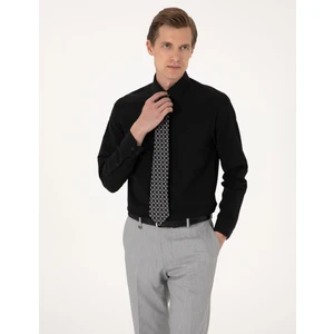 Pierre Cardin Erkek Siyah Regular Fit Uzun Kollu Basic Gömlek 50316742-VR046