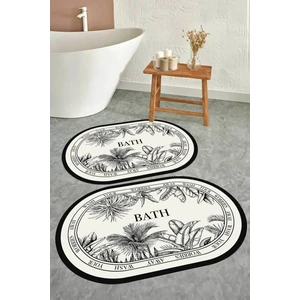 Dijital Kaymaz Yıkanabilir  8082 Beyaz Bath Modern Banyo Paspası Banyo Halısı Klozet Takımı