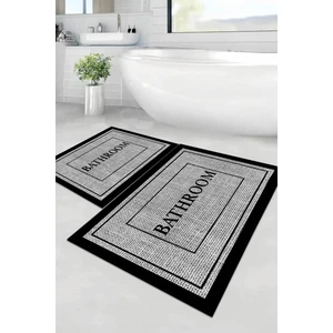 Dijital Kaymaz Yıkanabilir  8084 Gri Bath Modern Banyo Paspası Banyo Halısı Klozet Takımı