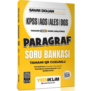 Yediiklim Yayınları Kpss Ales Dgs Paragraf Tamamı Video Konu Anlatımlı ve Tamamı Qr Çözümlü Soru Bankası Orijinal Sarı Kitap - Savaş Doğan