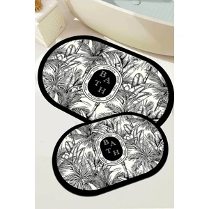 Dijital Kaymaz Yıkanabilir  8081 Siyah Bath Modern Banyo Paspası Banyo Halısı Klozet Takımı