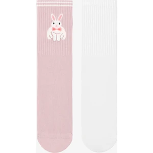 2 Çift Pamuklu Tavşan Desenli Soket Çorap