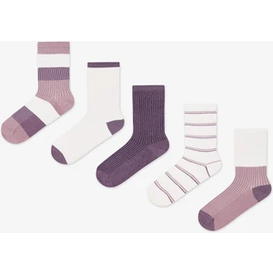 5 Çift Pamuklu Çizgili Soket Çorap