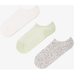 3 Çift Pamuklu Kendinden Desenli Sneaker Çorap