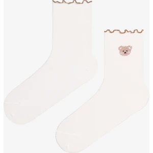 2 Çift Pamuklu Ayı Nakışlı Fırfırlı Soket Çorap