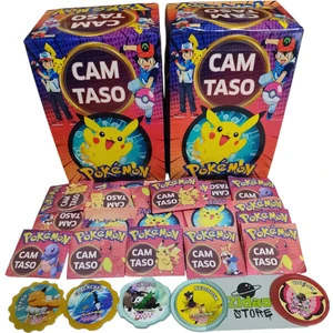 Pokemon Cam Taso 40 Adet Koleksiyon Tasoları Hediyeli Paket ve Mini Sürpriz Oyuncak ile Gönderim
