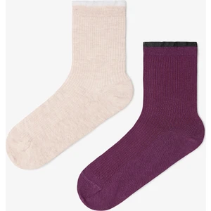 2 Çift Pamuklu Tüllü Soket Çorap