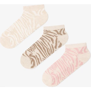 3 Çift Pamuklu Zebra Desenli Patik Çorap