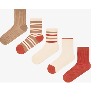 5 Çift Pamuklu Çizgili Soket Çorap