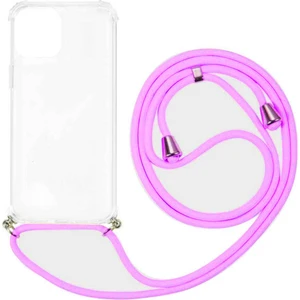 Piyasa Sepeti Oppo A52 Boyun Askılı Şeffaf Tank Kılıf Koyu Pembe